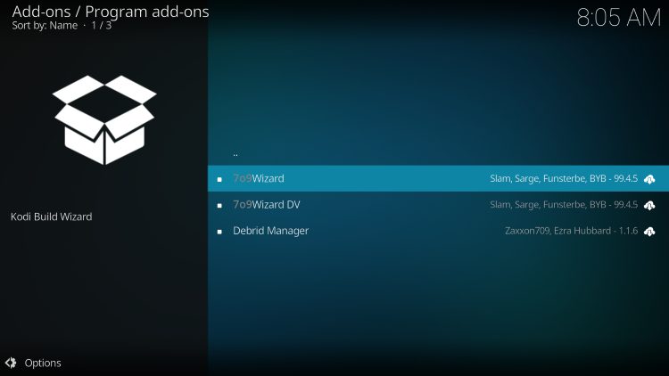 select 7o9 wizard for povico kodi build