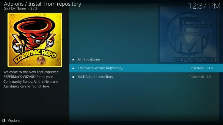 click ezzermacs wizard repo for aspire kodi build