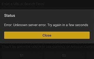 Downloader App Error: Unknown Server Error