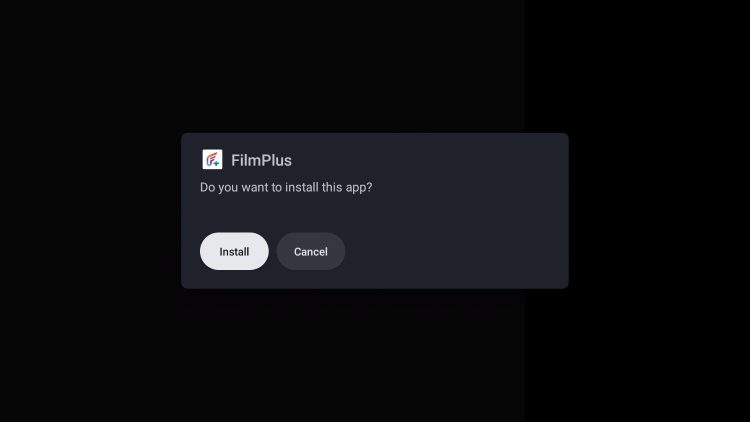 click install for filmplus jailbreak onn google tv android box