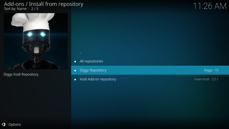 select diggz repository for full match tv kodi addon