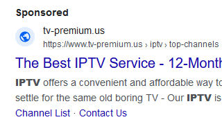 IPTV Google Sponsored Listings Feature