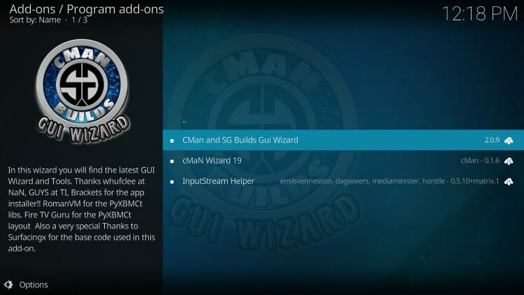 select cman and sg builds gui wizard for onyx kodi build