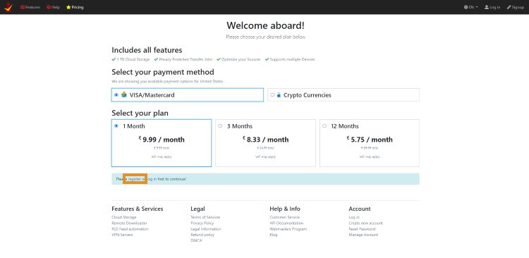 select register for premiumize