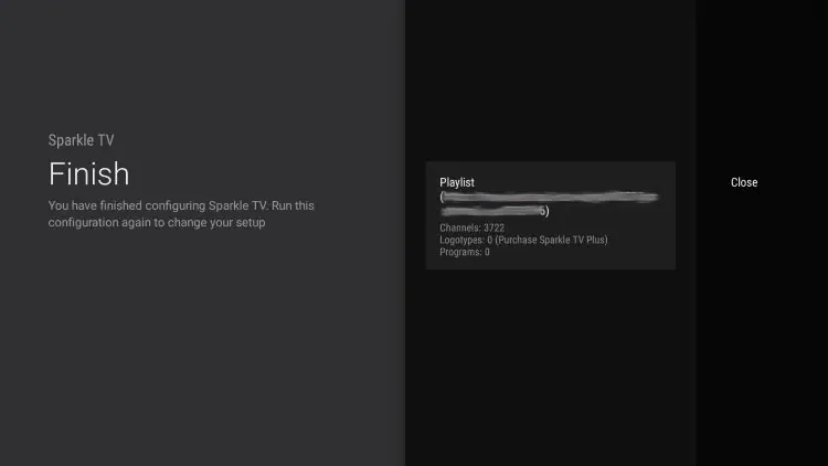 set up sparkle iptv player