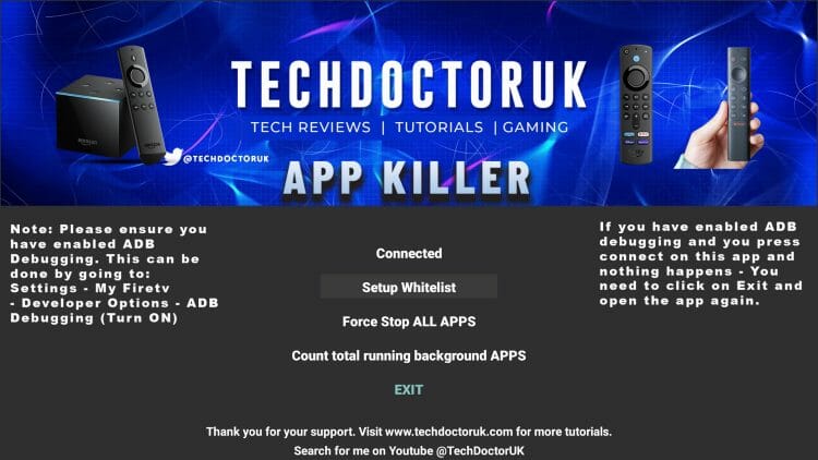 setup whitelist tduk app killer