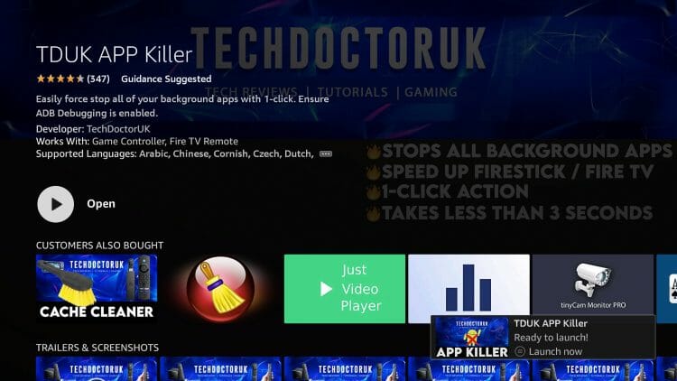 tduk app killer ready to launch message