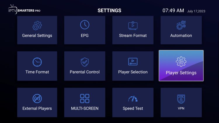click player settings