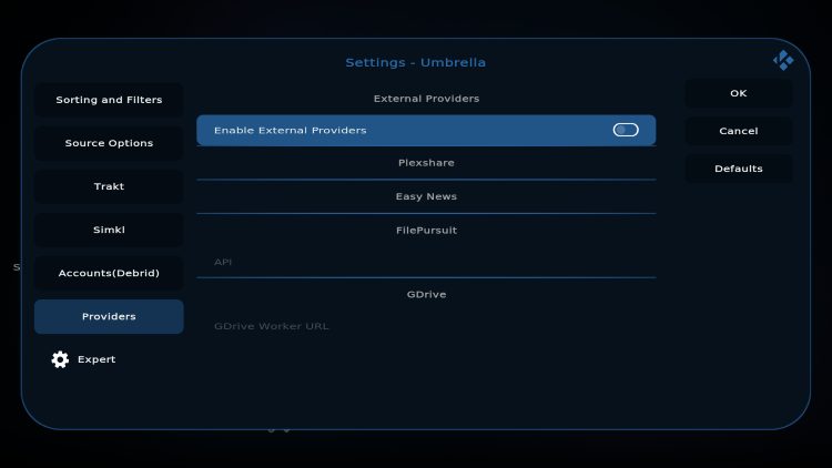 click to enable external providers within estuaryflix