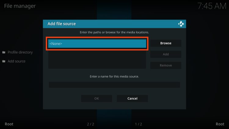 click none for fen kodi addon