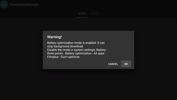 download movies and tv shows warning message