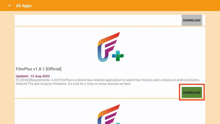 find filmplus and click download