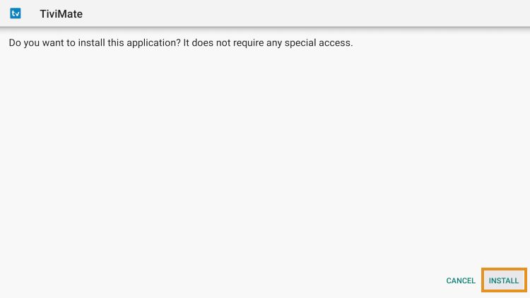 click install for tivimate apk on firestick