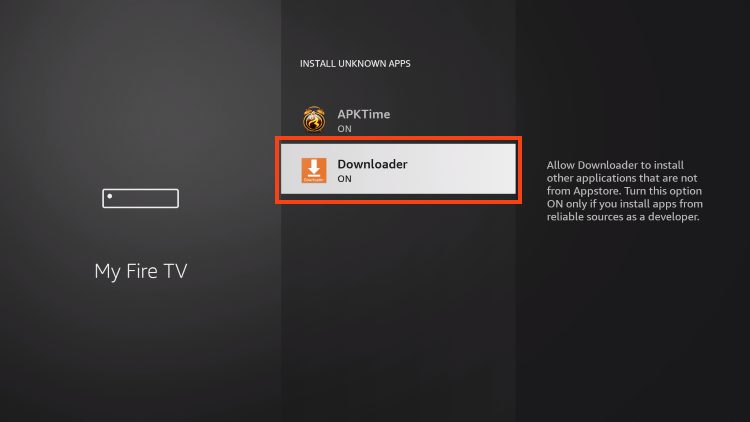 unknown sources now on for downloader to install tivimate on firestick