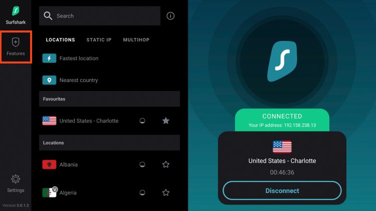 select features