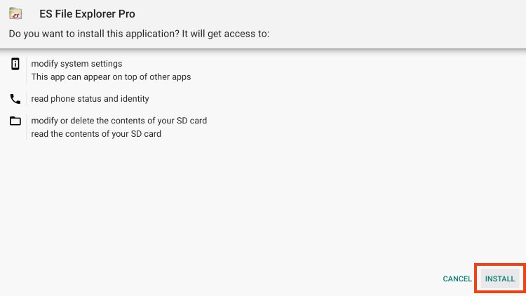 click install es file explorer