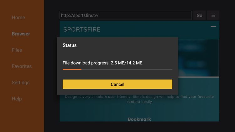 wait for sportsfire to download