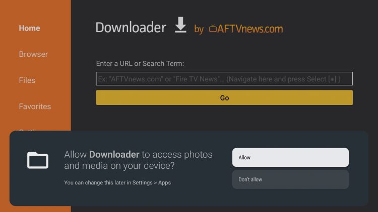 click allow for downloader