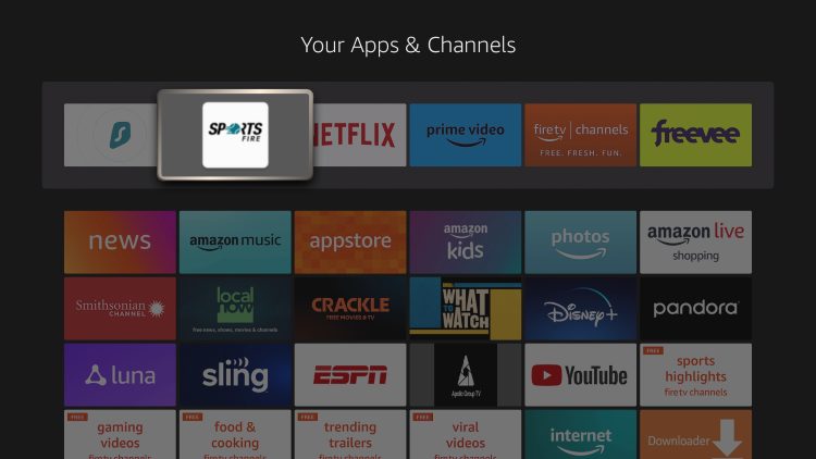 drop sportsfire at top of your apps list