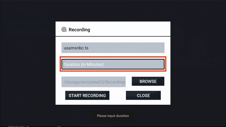 click the box for recording time