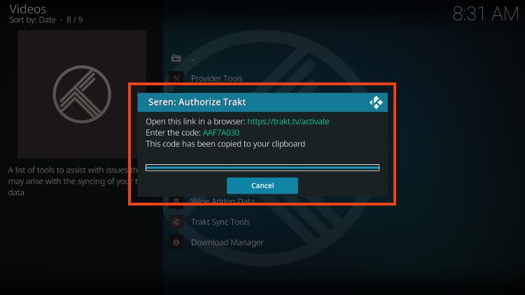 trakt authorization code