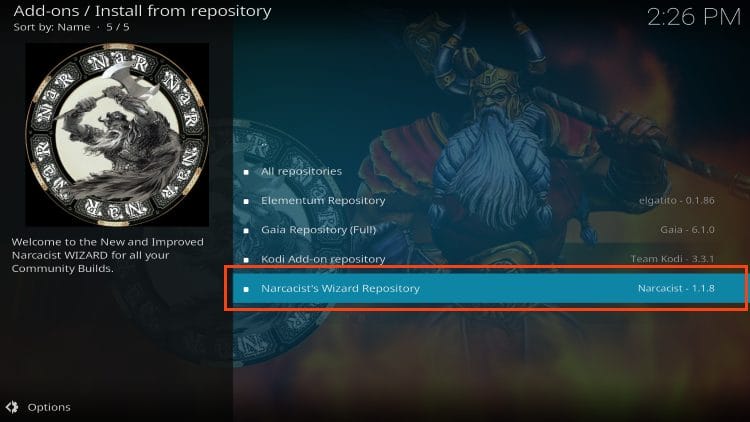 choose narcacist's wizard repository