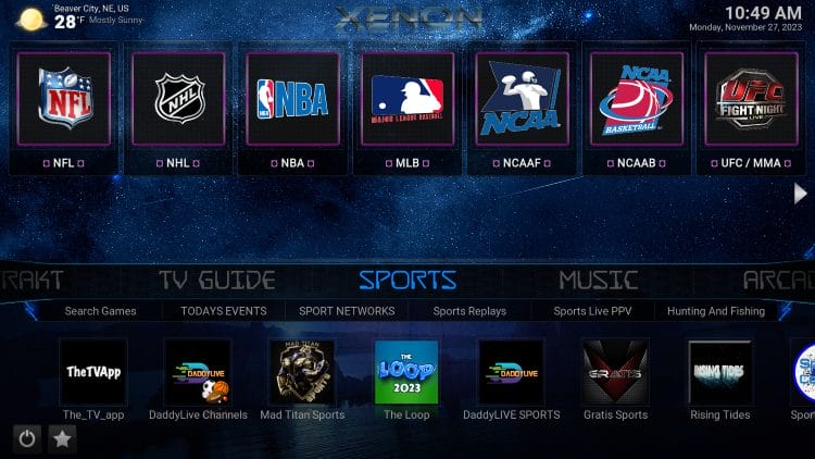 Diggz Burst Kodi Sports Category