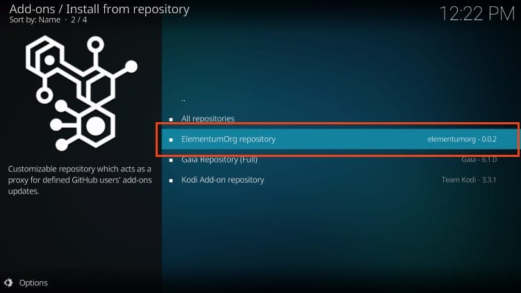 choose elementum.org repository