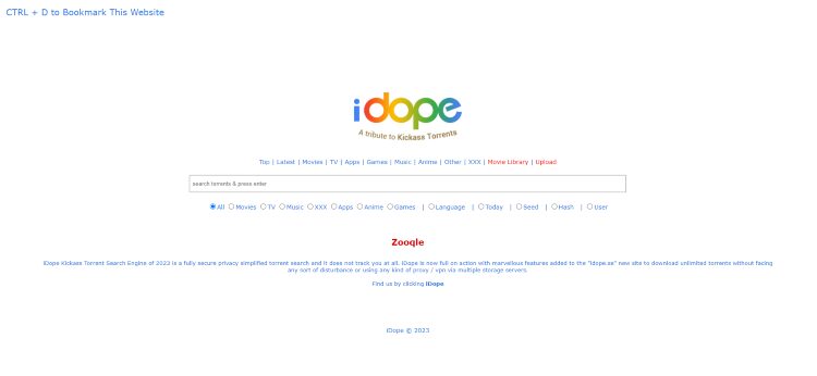 Homepage of iDope