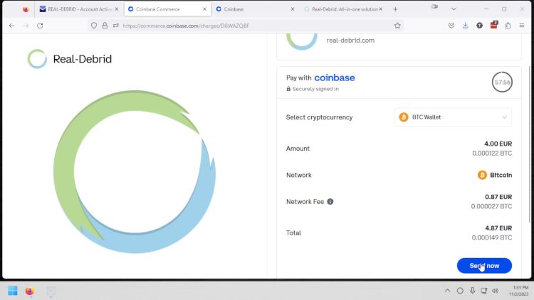 click send now button