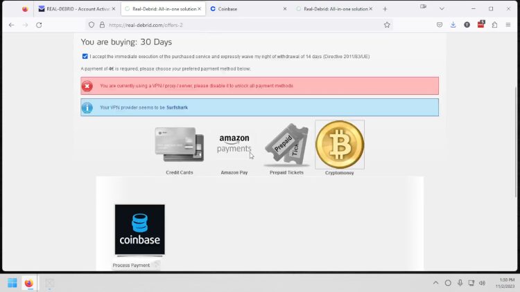 real-debrid coinbase registration