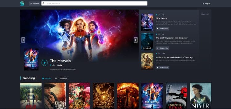 trending movies page