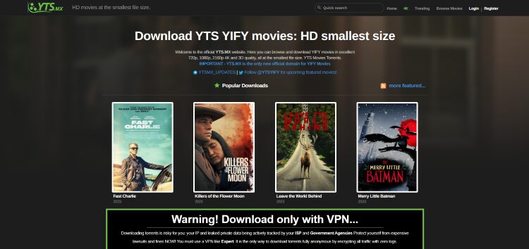 warning download only with vpn notice
