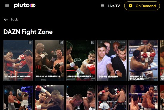DAZN Fight Zone Pluto TV