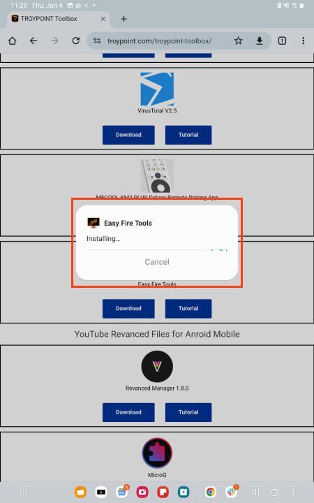 wait for the application to install