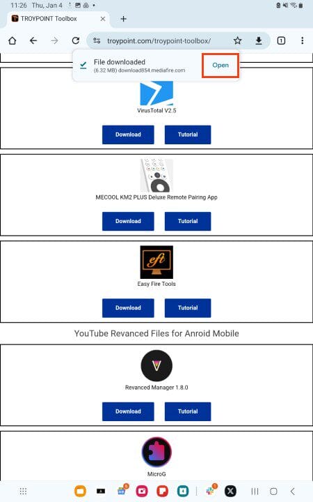click open