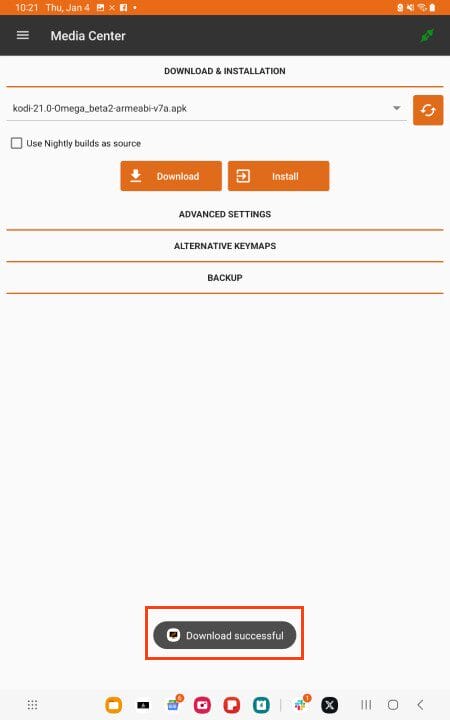 download successful message