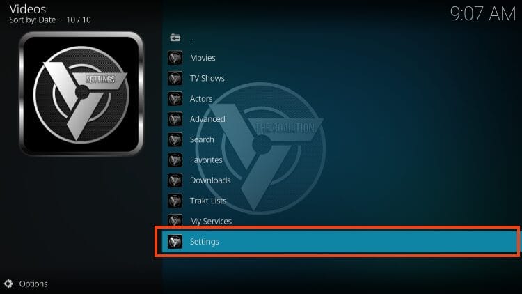 select settings from the main menu