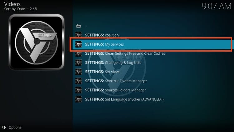 choose SETTINGS: My Services