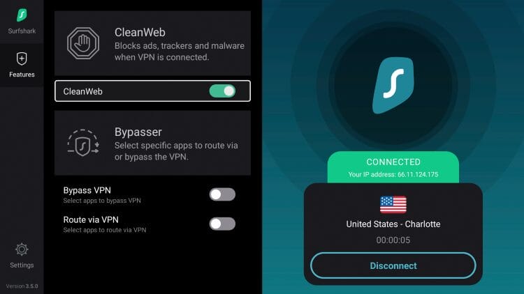 enable cleanweb within the surfshark app