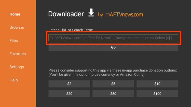open the url bar