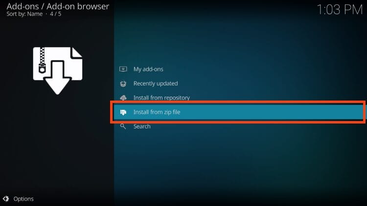 choose install from zip file