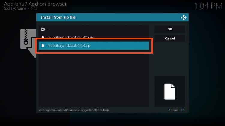 click jacktook zip file previously downloaded