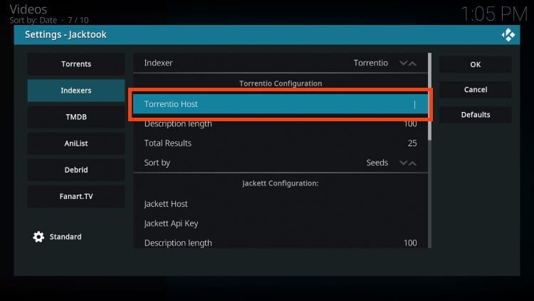 Hover over Indexers and click Torrentio Host