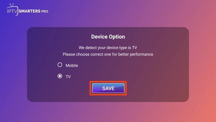 select your device and click save