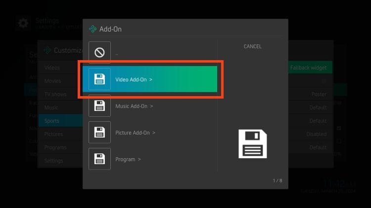 choose video add-on