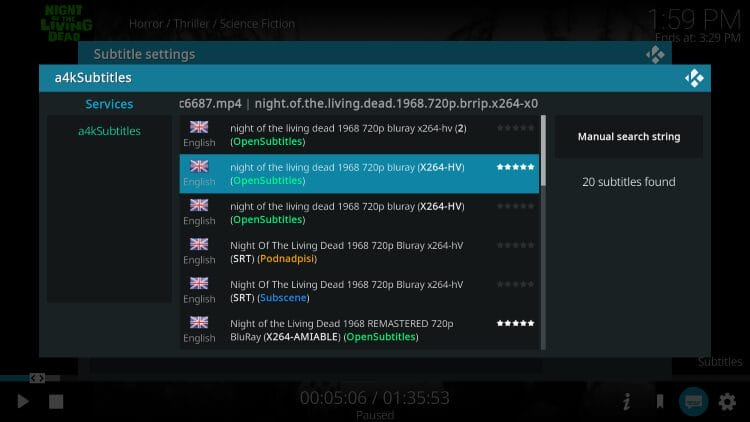 Opensubtitles files will appear for the best kodi subtitles options