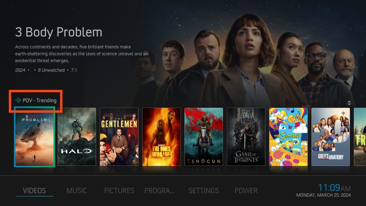 TV Show Widgets enabled