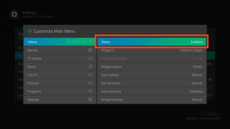 enable widget 2