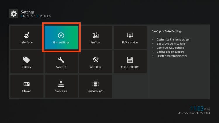 choose skin settings